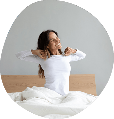 Woman waking up refreshed