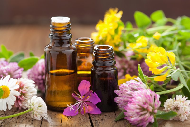 essential oils among flowers