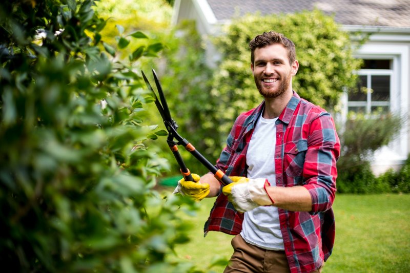 man working in the yard 